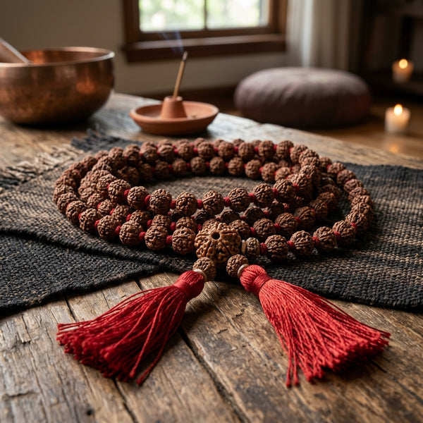 5 Mukhi Nepal Rudraksha 108 Beads Japa Mala (7mm) — Premium Authentic Specimen