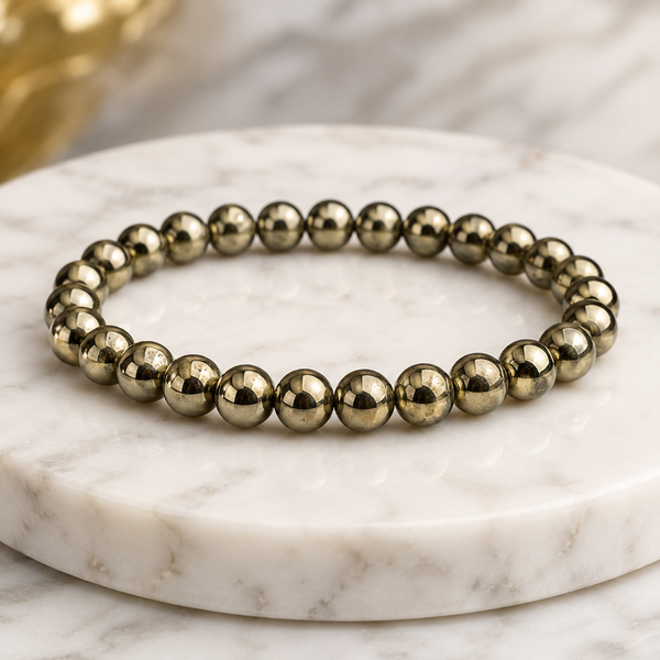 Original Natural Pyrite Money Magnet Bracelet (8mm AAA Beads) — Premium Authentic Specimen