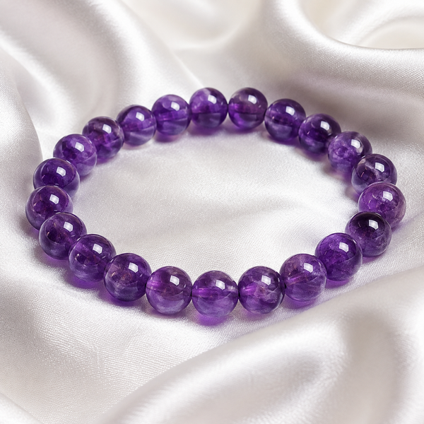 Natural Brazilian Amethyst Peace & Intuition Bracelet (8mm AAA) — Premium Authentic Specimen