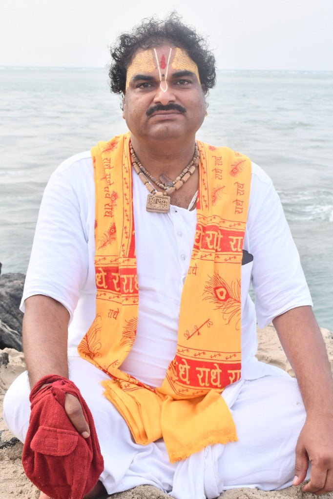 Acharya Shrikant Tripathi Ji in deep meditation with Japa Mala
